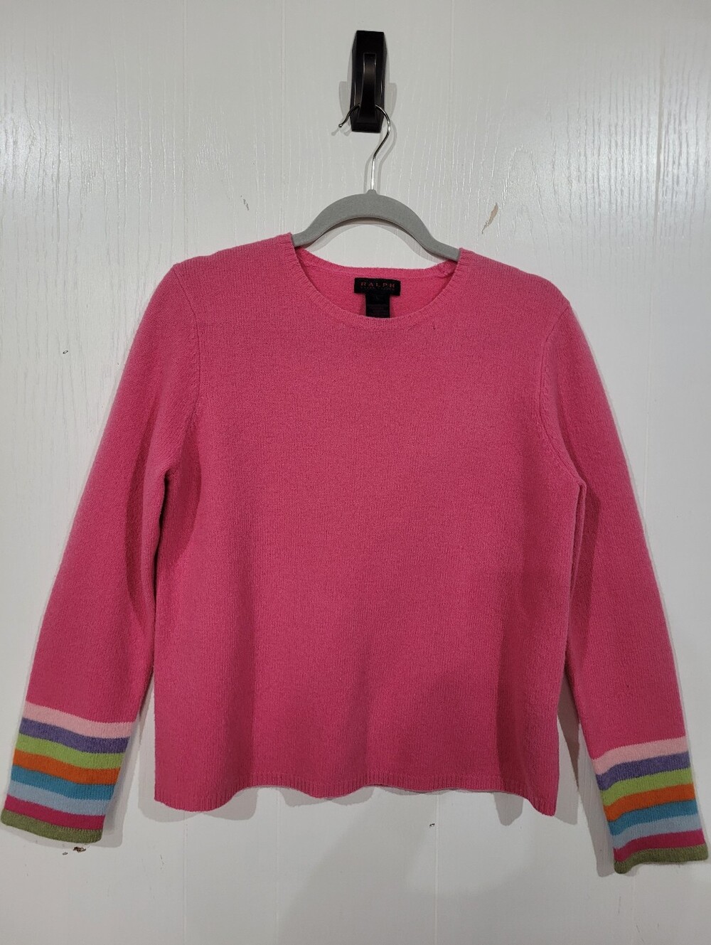 Ralph Ralph Lauren Vintage 90s Hot Pink Crewneck Lambswool Sweater  Sz Large